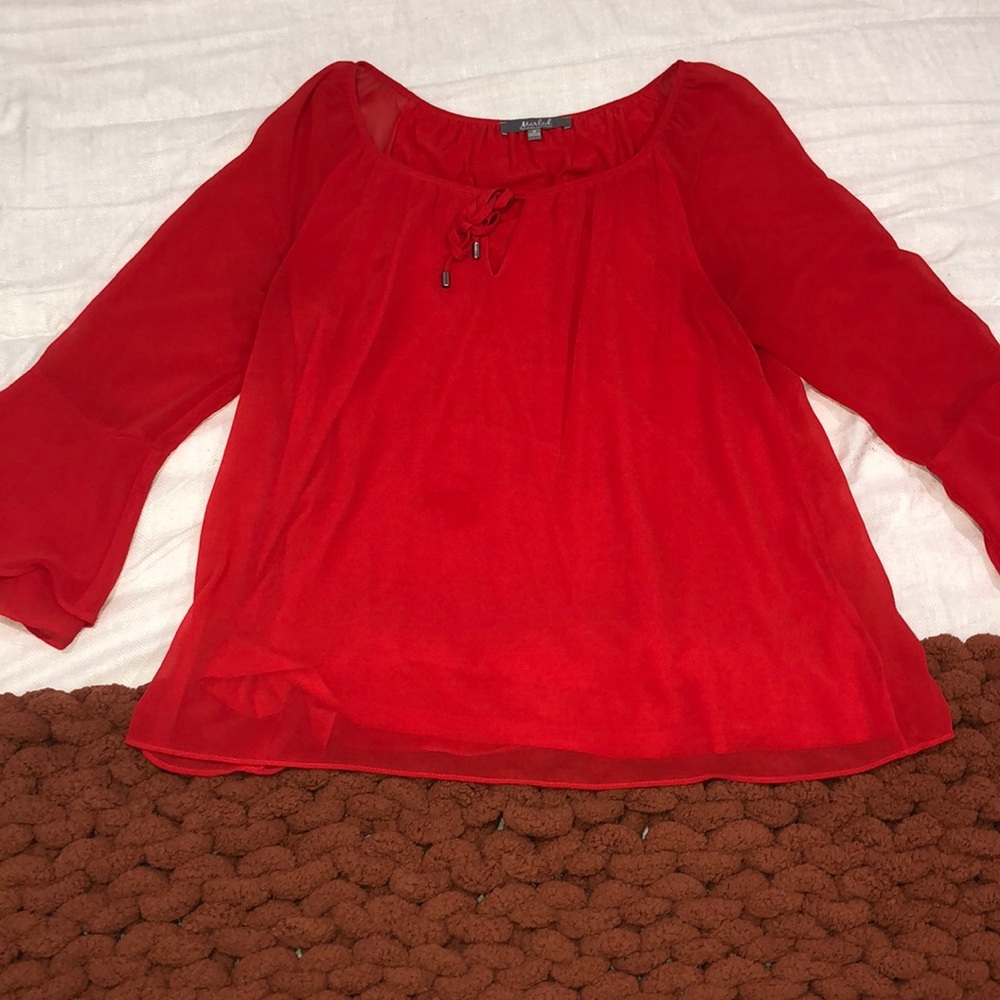 Red Flowy Layered Blouse